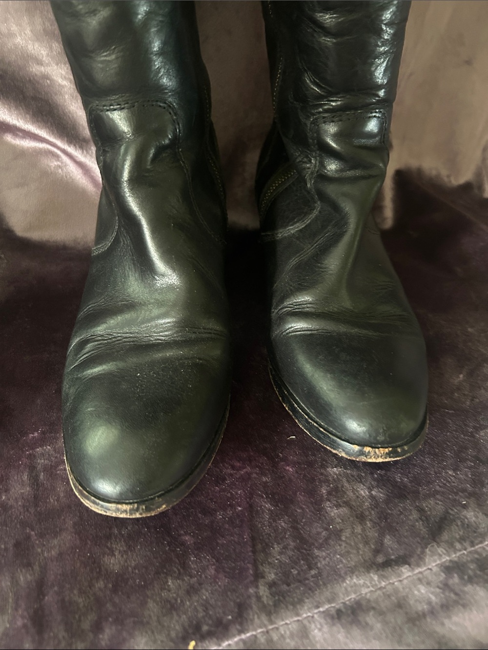 Frye Black Leather Over-the-Knee Heeled Boots - Picture 2 of 5